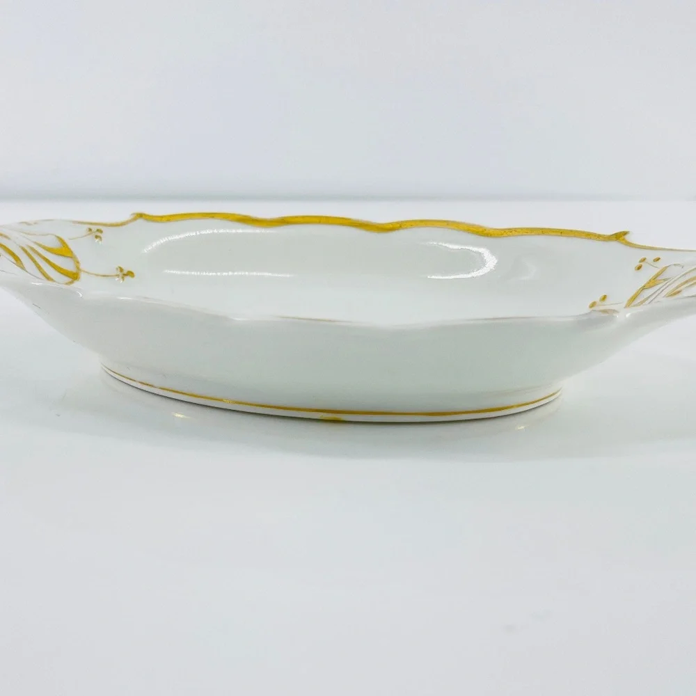 Haviland & Co. Limoges France Floral Gilded Porcelain Signed Dish Gold Lined VTG